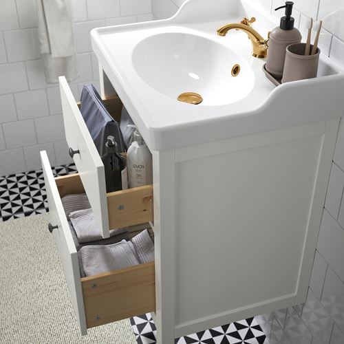 IKEA - HEMNES/RUTSJÖN, lavabo dolabı kombinasyonu, beyaz, 62x49x95 cm
