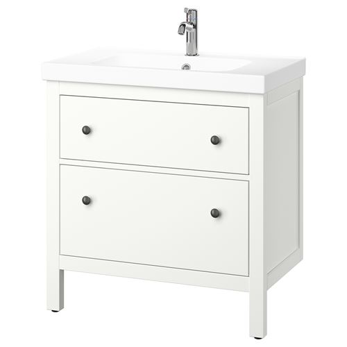 HEMNES/ORRSJÖN lavabo dolabı kombinasyonu, beyaz