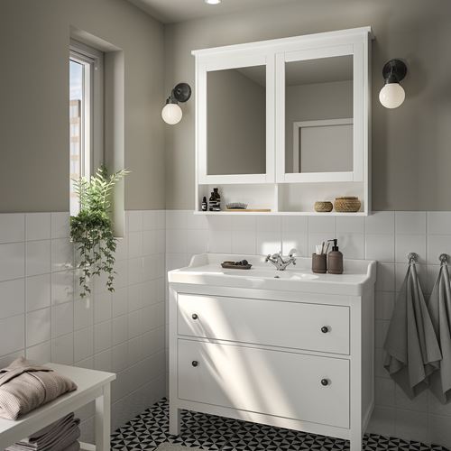 IKEA - HEMNES/RUTSJÖN, lavabo dolabı kombinasyonu, beyaz, 102x49x95 cm