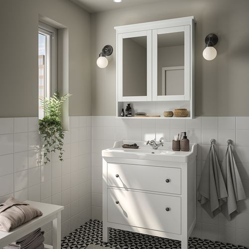 IKEA - HEMNES/RUTSJÖN, lavabo dolabı kombinasyonu, beyaz, 82x49x95 cm