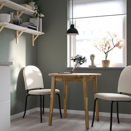 IKEA - NACKANAS/EBBALYCKE, kitchen table set, acacia-Idekulla beige, 2 chairs