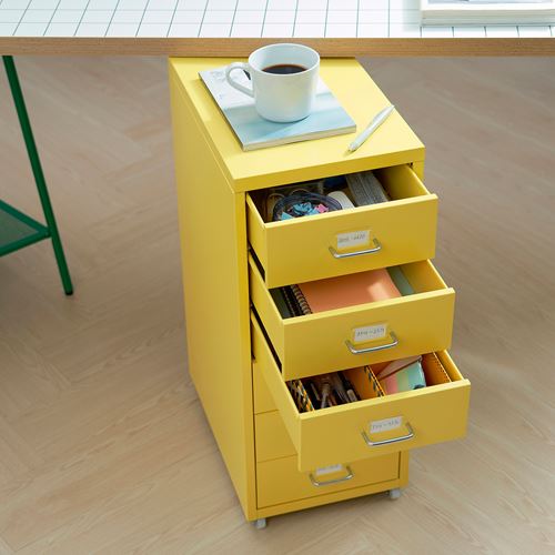 IKEA - HELMER, storage unit, yellow, 28x69 cm