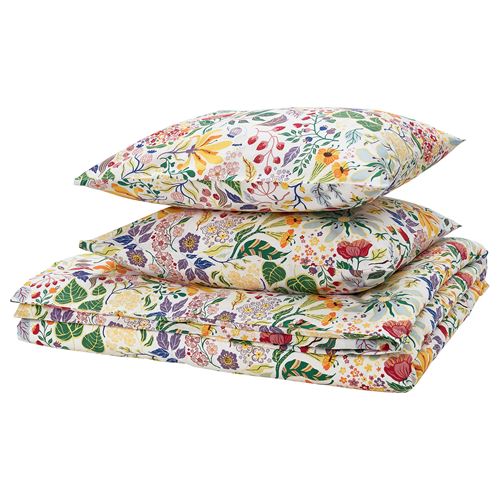 IKEA - STRANDLUMMER, double quilt cover and 2 pillowcases, multicolour, 240x220/50x60 cm