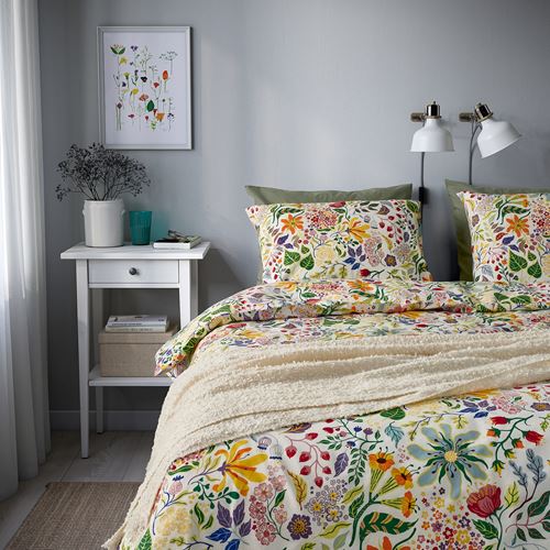 IKEA - STRANDLUMMER, double quilt cover and 2 pillowcases, multicolour, 240x220/50x60 cm