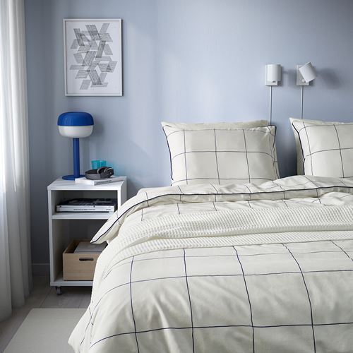 IKEA - BREDVECKLARE, single duvet cover sets, white-blue, 150x200/50x60 cm