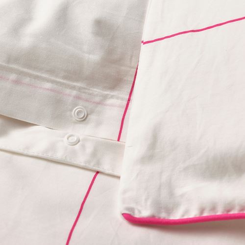 IKEA - BREDVECKLARE, single duvet cover sets, white/pink, 150x200/50x60 cm