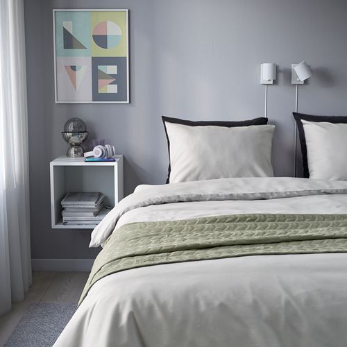 IKEA - PILTANDVINGE, double quilt cover and 2 pillowcases, grey, 240x220/50x60 cm