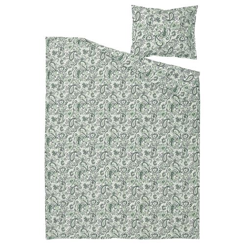 IKEA - RODGERSIA, single duvet cover sets, green/white, 150x200/50x60 cm