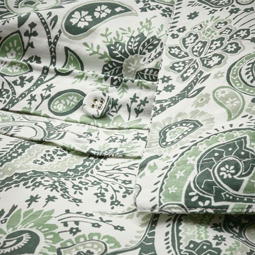 IKEA - RODGERSIA, double quilt cover and 2 pillowcases, green/white, 240x220/50x60 cm