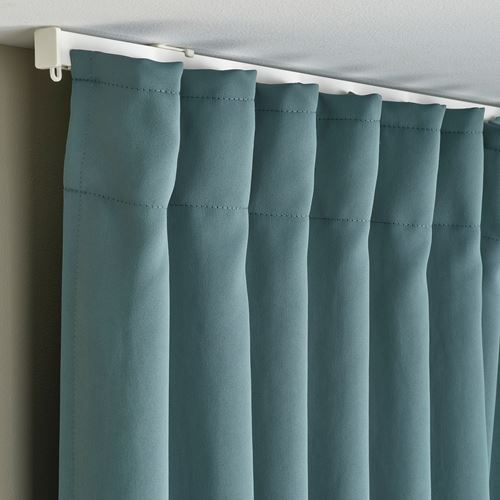 IKEA - MAJGULL, blackout curtain, 1 pair, dark grey-turquoise, 145x300 cm