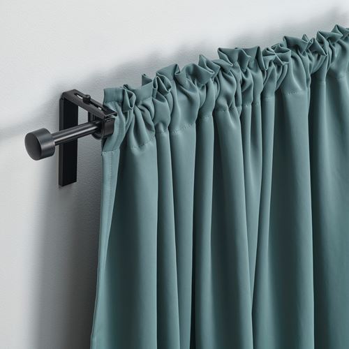 IKEA - MAJGULL, blackout curtain, 1 pair, dark grey-turquoise, 145x300 cm