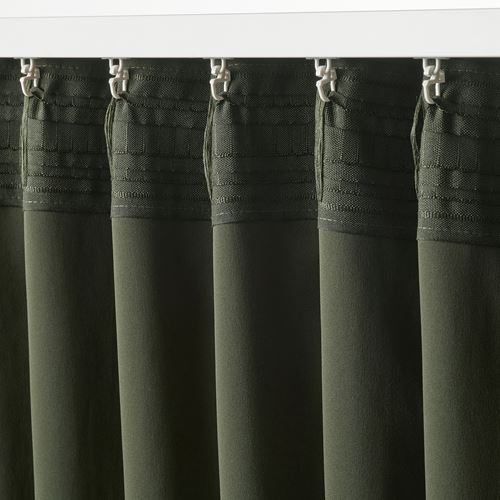 IKEA - MAJGULL, blackout curtain, 1 pair, dark green, 145x300 cm