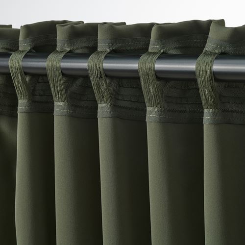 IKEA - MAJGULL, blackout curtain, 1 pair, dark green, 145x300 cm