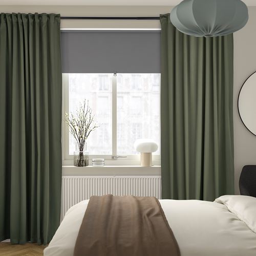 IKEA - MAJGULL, blackout curtain, 1 pair, dark green, 145x300 cm