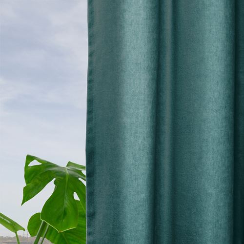 IKEA - SANELA, curtains, 1 pair, dark grey-turquoise, 140x300 cm