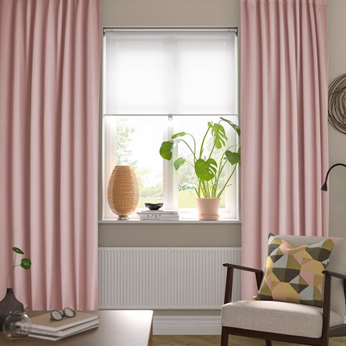 IKEA - SANELA, background curtain, 1 pair, pale pink, 140x300 cm