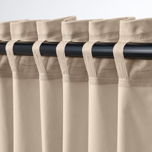 IKEA - SANELA, curtains, 1 pair, light beige, 140x300 cm