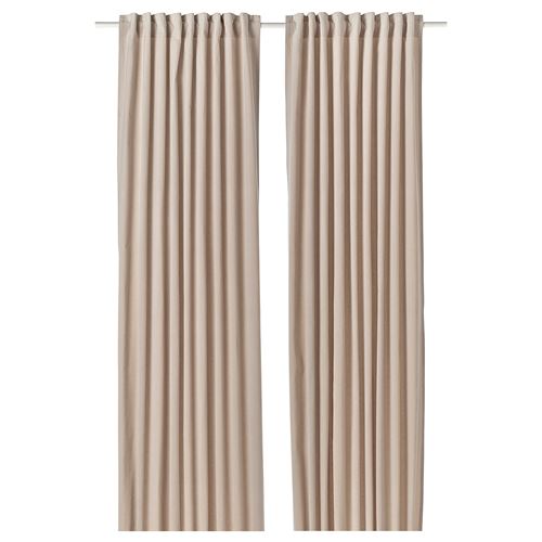 IKEA - SANELA, curtains, 1 pair, light beige, 140x300 cm