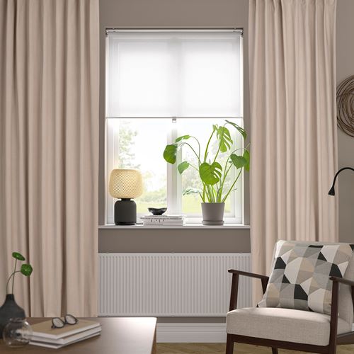 IKEA - SANELA, curtains, 1 pair, light beige, 140x300 cm