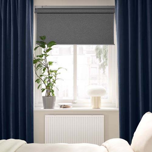 IKEA - SANELA, curtains, 1 pair, dark blue, 140x300 cm