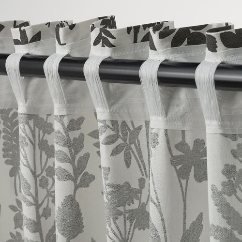 IKEA - ROTVECKLARE, background curtain, 1 pair, white/anthracite, 145x300 cm