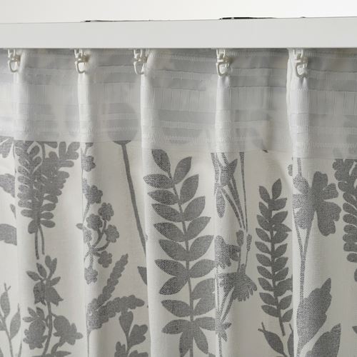 IKEA - ROTVECKLARE, background curtain, 1 pair, white/anthracite, 145x300 cm