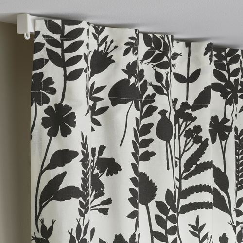 IKEA - ROTVECKLARE, background curtain, 1 pair, white/anthracite, 145x300 cm