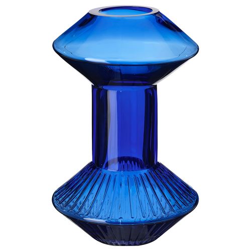 IKEA - KRYPOXBAR, glass vase, blue, 24 cm