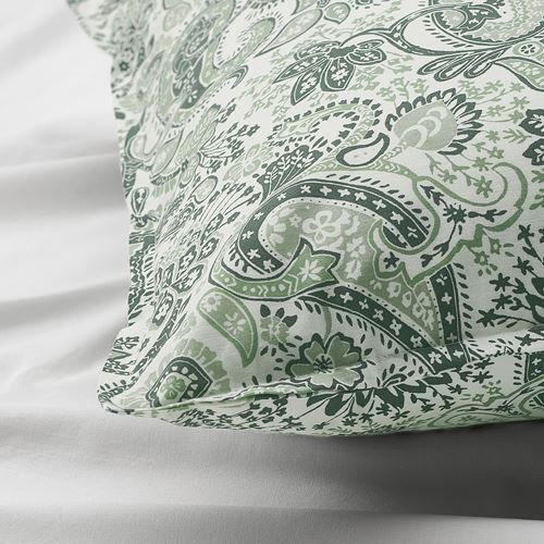 IKEA - RODGERSIA, pillowcase, green/white, 50x60 cm