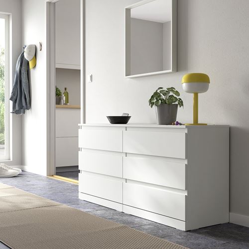 IKEA - LILLBERGET, chest of 6 drawers, white, 140x43x68 cm