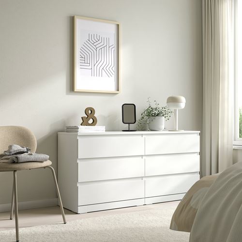 IKEA - LILLBERGET, chest of 6 drawers, white, 140x43x68 cm
