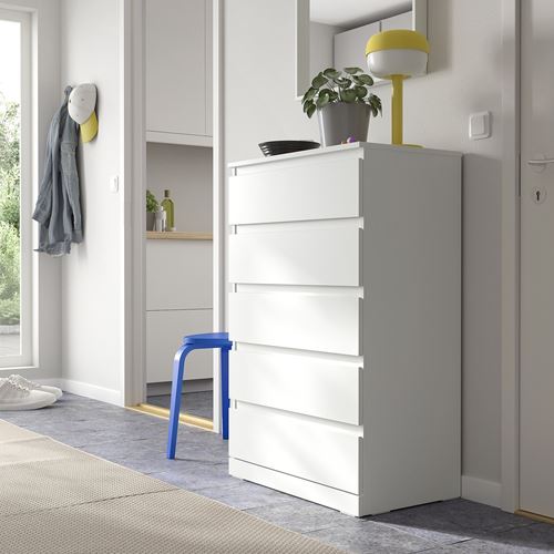 IKEA - LILLBERGET, chest of 5 drawers, white, 70x43x108 cm