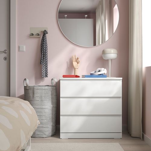 IKEA - LILLBERGET, chest of 3 drawers, white, 70x43x68 cm