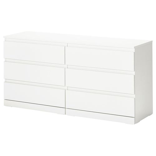 IKEA - LILLBERGET, chest of 6 drawers, white, 140x43x68 cm