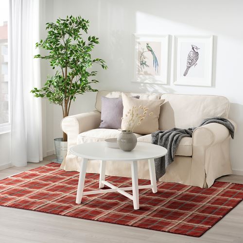 IKEA - PYSSLINGGRAS, handwoven rug, Red check, 170x240 cm