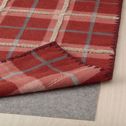 IKEA - PYSSLINGGRAS, handwoven rug, Red check, 170x240 cm