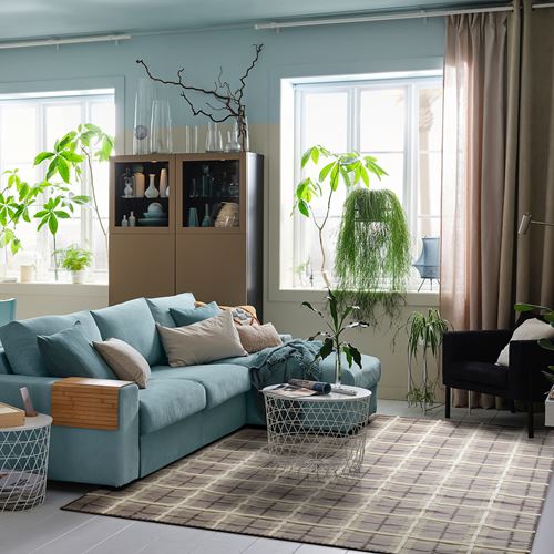 IKEA - PYSSLINGGRAS, büyük halı, gri-kareli, 240x300 cm