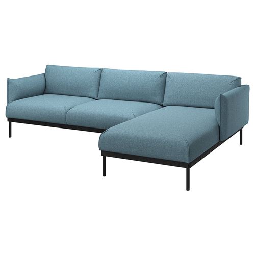 IKEA - APPLARYD, 2-seat sofa and chaise longue, gunnared light blue