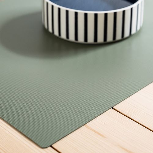 IKEA - UTSADD, place mat for food bowl, grey-green, 33x50 cm