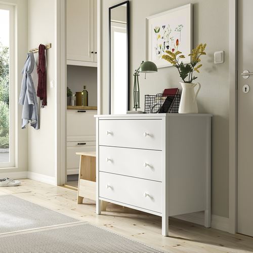 IKEA - KILBERGET, 3 çekmeceli şifonyer, beyaz, 86x78 cm