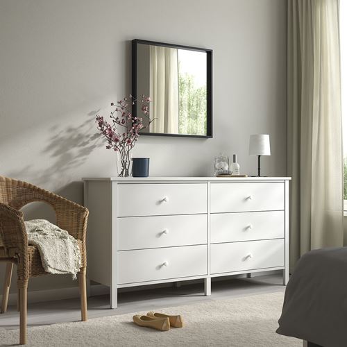 IKEA - KILBERGET, 6 çekmeceli şifonyer, beyaz, 144x78 cm