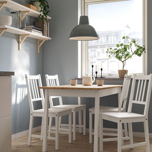 IKEA - PINNTORP/STEFAN, mutfak masası takımı, açık kahverengi-beyaz, 4 sandalyeli
