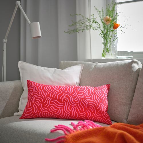 IKEA - SANDMOTT, lace pillow, bright pink-bright orange, 30x58 cm