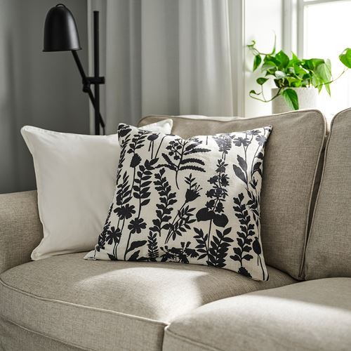 IKEA - ROTVECKLARE, lace pillow cover, white/anthracite, 50x50 cm