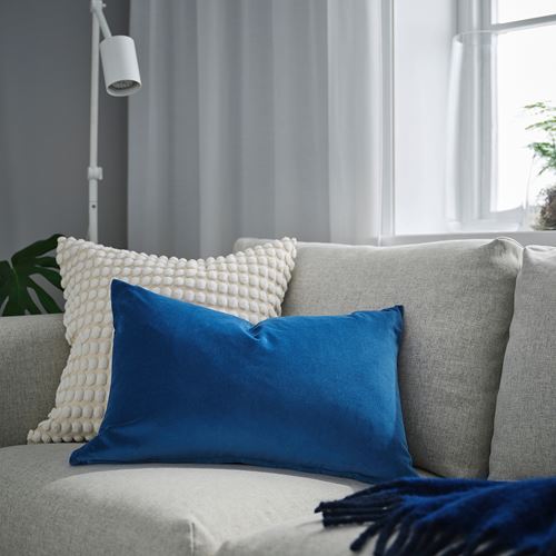 IKEA - SANELA, lace pillow cover, blue, 40x58 cm