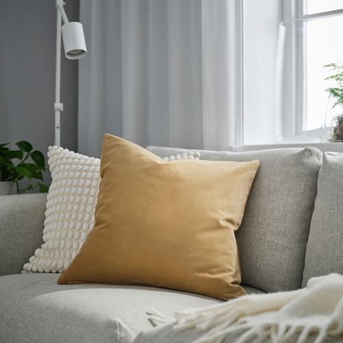 IKEA - SANELA, lace pillow cover, yellow-beige, 50x50 cm