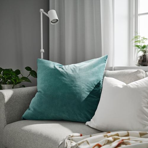 IKEA - SANELA, lace pillow cover, turquoise, 65x65 cm