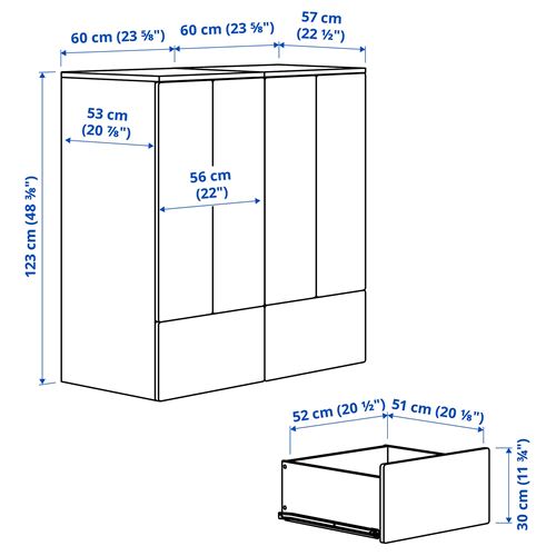 IKEA - PLATSA/SMASTAD, children wardrobe combination, white-birch-red, 120x57x123 cm