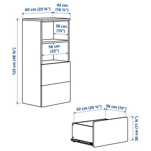 IKEA - PLATSA/SMASTAD, çocuk şifonyeri, beyaz-çerçeveli, 60x42x123 cm