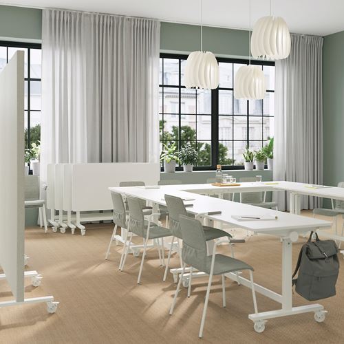 IKEA - MITTZON, folding table with wheels, white, 140x70 cm